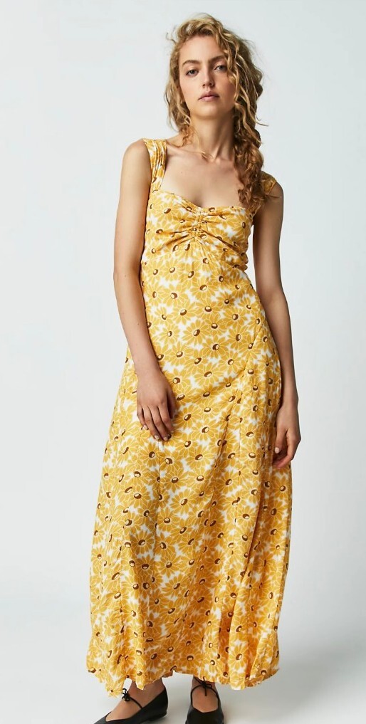 Rosalee Midi Dress by Free People in Yellow, Size: S