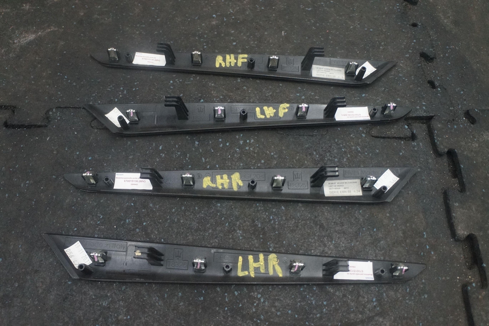 Set 4 Door Trim Panel Ebano Wood Insert Molding 670015139 Maserati Ghibli 2014