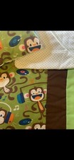 Baby Monkey Quilt With A Matching Small Pillow.
