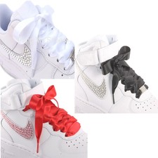 White Red Black Satin Ribbon Shoelaces Laces Aglets For Mids & Lows Trainers 