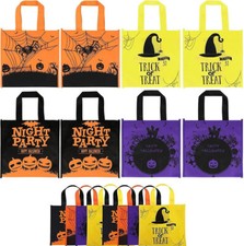 8 PCS Halloween Trick or Treat Bags, WOVEN CLOTH Tote Bags with Handles,