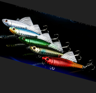5PCS Winter Ice Fishing Lures VIB Bait Pencil Wobblers Bass