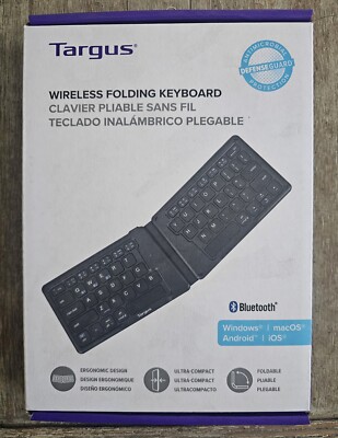 Targus Wireless Folding Keyboard Bluetooth Antimicrobial Protection AKF003US