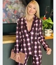 Zara Bnwt Trinny Geometric Aztec Print Blazer Jacket Purple Pink Red Size L