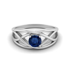 5 MM Round Blue Sapphire Gemstone 925 Sterling Silver Solitaire Engagement Ring