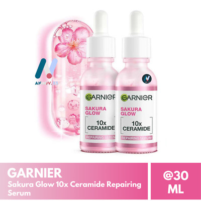GARNIER Sakura Glow 10x Ceramide Repairing Serum Hydrating Barrier Moist 2X 30ml