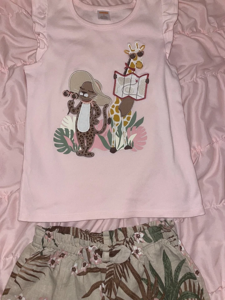 Juego Corto Gymboree Niñas Safari Jirafa Leopardo 2 Piezas Talla 8 Foto 3 de 4