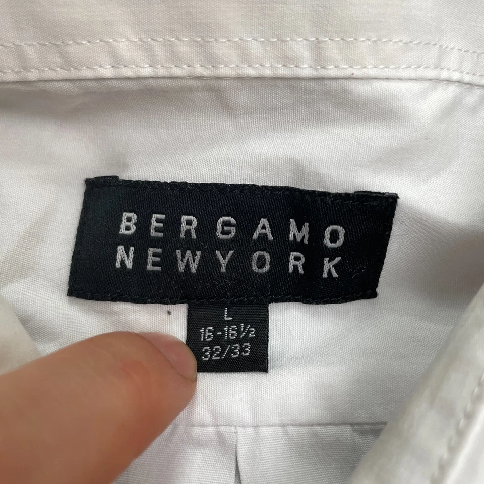 Camisa de vestir Bergamo New York para hombre grande 16-16,5 blanca con botones manga larga Foto 4 de 4