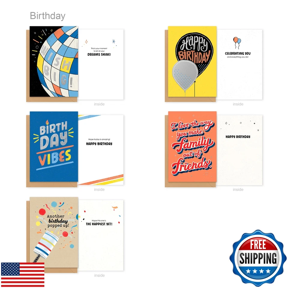 Paquete de 10 tarjetas de cumpleaños American Greetings con sobres Foto 4 de 4