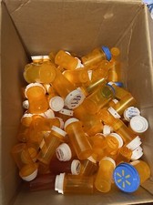 200 Empty Amber Prescription Pill Bottles Child Resistant Lid Various Size Lot