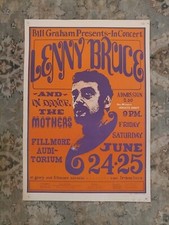 Lenny Bruce / Mothers Of Invention - 1966 Poster - BG13-3 - 3rd Printing 