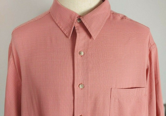 Roundtree Yorke Mens Big 3XB Button Up Shirt Red Rust Faux Linen Weave SOFT | eBay