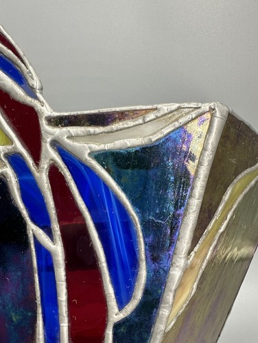 Stained Glass Wall Sconce Shade Bird On Branch Iridescent Artisan Made - Picture 9 of 15