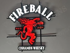 Fireball Whisky Beer Bar 24" Vivid LED Neon Sign Light Lamp Wall With Dimmer VL