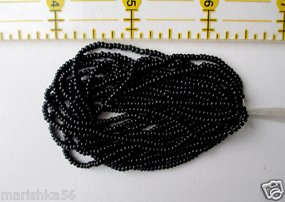 sz 12º / 20 BPI * Small Vintage Black Opaque / Jet Black  ROUND Seed Beads