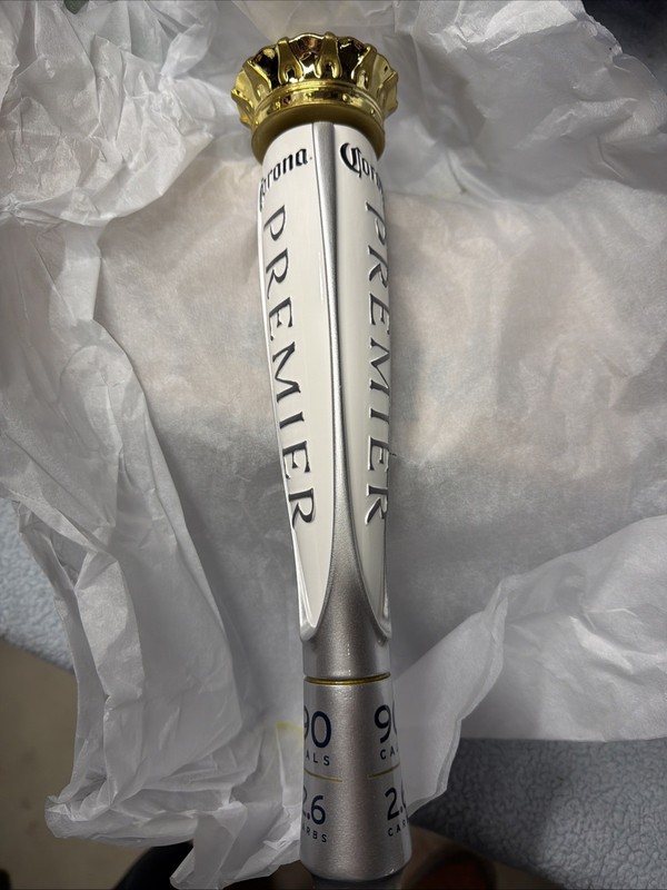 Corona Premier Cerveza Gold Crown Top Beer Tap Handle 12” Tall - New And Boxed