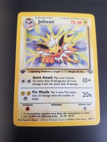 Jolteon 4/64 1st Edition Holo Rare Jungle Pokemon Card
