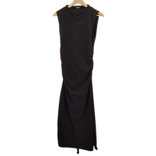 Quince Women Stretch Cotton Jersey Mock Neck Midi Dress Black S