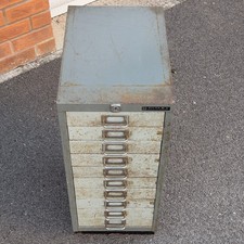Vintage Bisley 10 Drawer Steel Filing Cabinet Industrial Workshop Storage