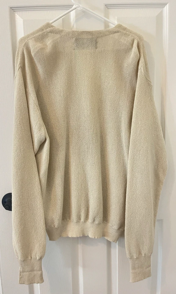 Peruvian Connection Alpaca Cardigan Sweater Cream V-Neck Pockets Mens Large - Image 4 of 4