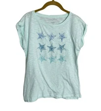 Talbots Blue Starfish Print Women Tee, Small