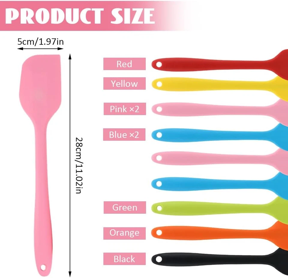 9 Pezzi Spatola Silicone Multicolore, 28 Cm Leccapentole Silicone Professionali, - Immagine 2 di 4