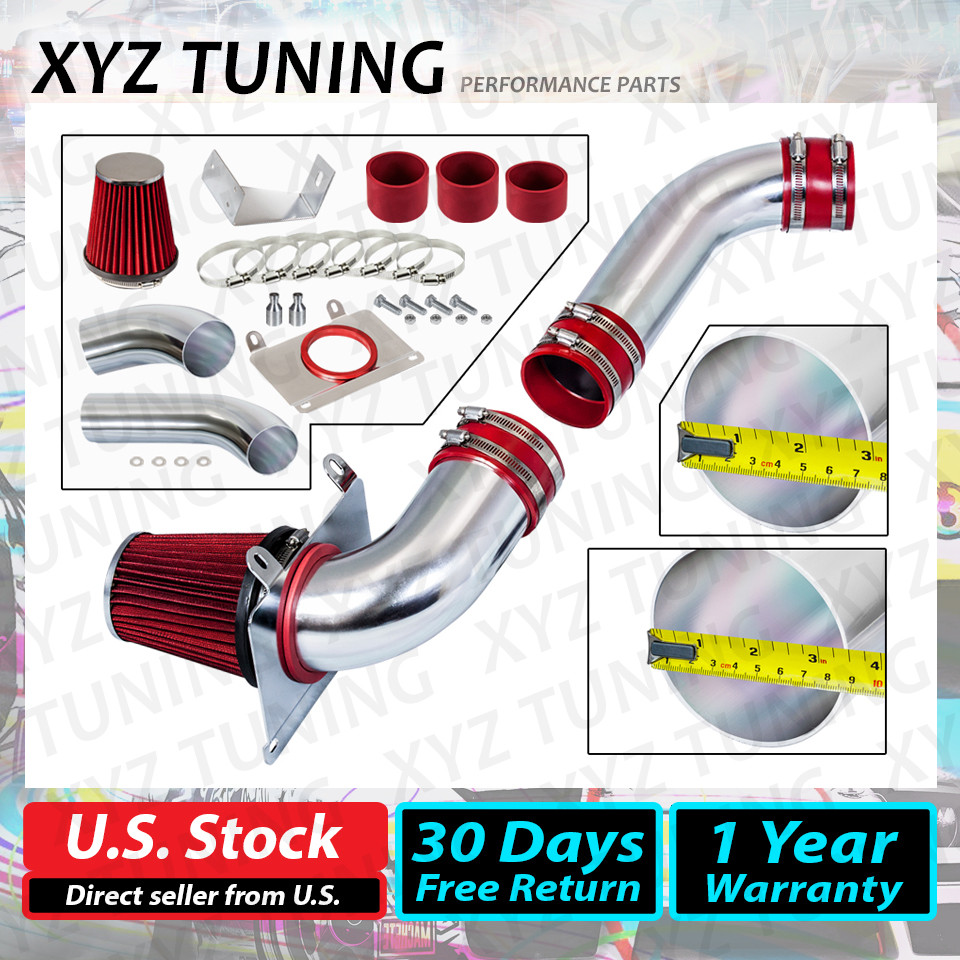 3.5" RED Cold Air Intake Racing System + Filter For 87-88 Mustang 5.0L V8