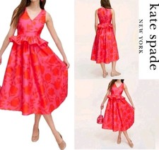 Kate Spade New York Peplum Rose Midi Dress Size 6