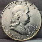 1950 D Franklin Half Dollar, 90% Silver -  Nice BU Silver Coin , F-5030