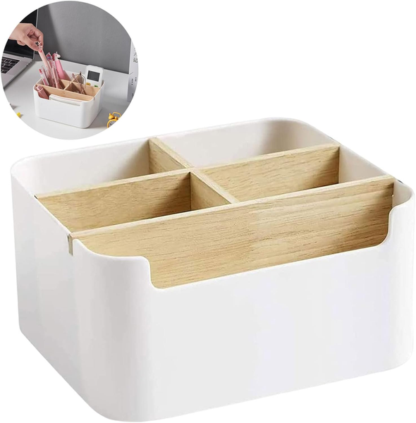 Schreibtisch Organizer, 5 FäCher Bambus BüRo Organizer, Bambus Organizer Deskto-image