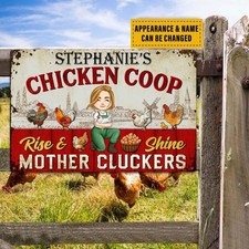 Personalized Chicken Coop Metal Sign, Funny Farm Decor, Custom Name Gift