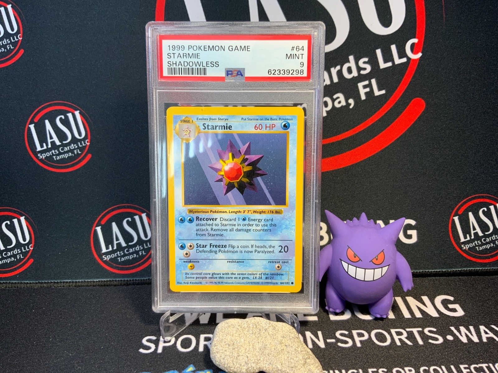 1999 POKEMON GAME STARMIE SHADOWLESS #64 PSA 9