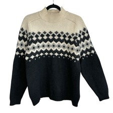 Vintage Eddie Bauer Fair Isle Wool Sweater Large Ski Nordic Chunky Knit Heritage