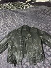 VTG 70s Leather Car Coat Jacket Black Contrast Stitch Wide Lapel Retro Mod L/XL — photo 2