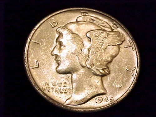 1945-S Micro "S" Mercury Dime, Uncirculated.