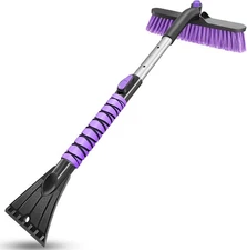 HEEYA Extendable Snow Brush Ice Scraper 12.6" Large Head Car SUV Purple New