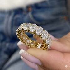 Oval Cut Lab Grown Diamond EF/VS-SI Women's Eternity Band Ring 14k Yellow Gold