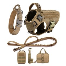 Tactical Dog Vest Kit with dog leash dog collar and Multiple Accessories