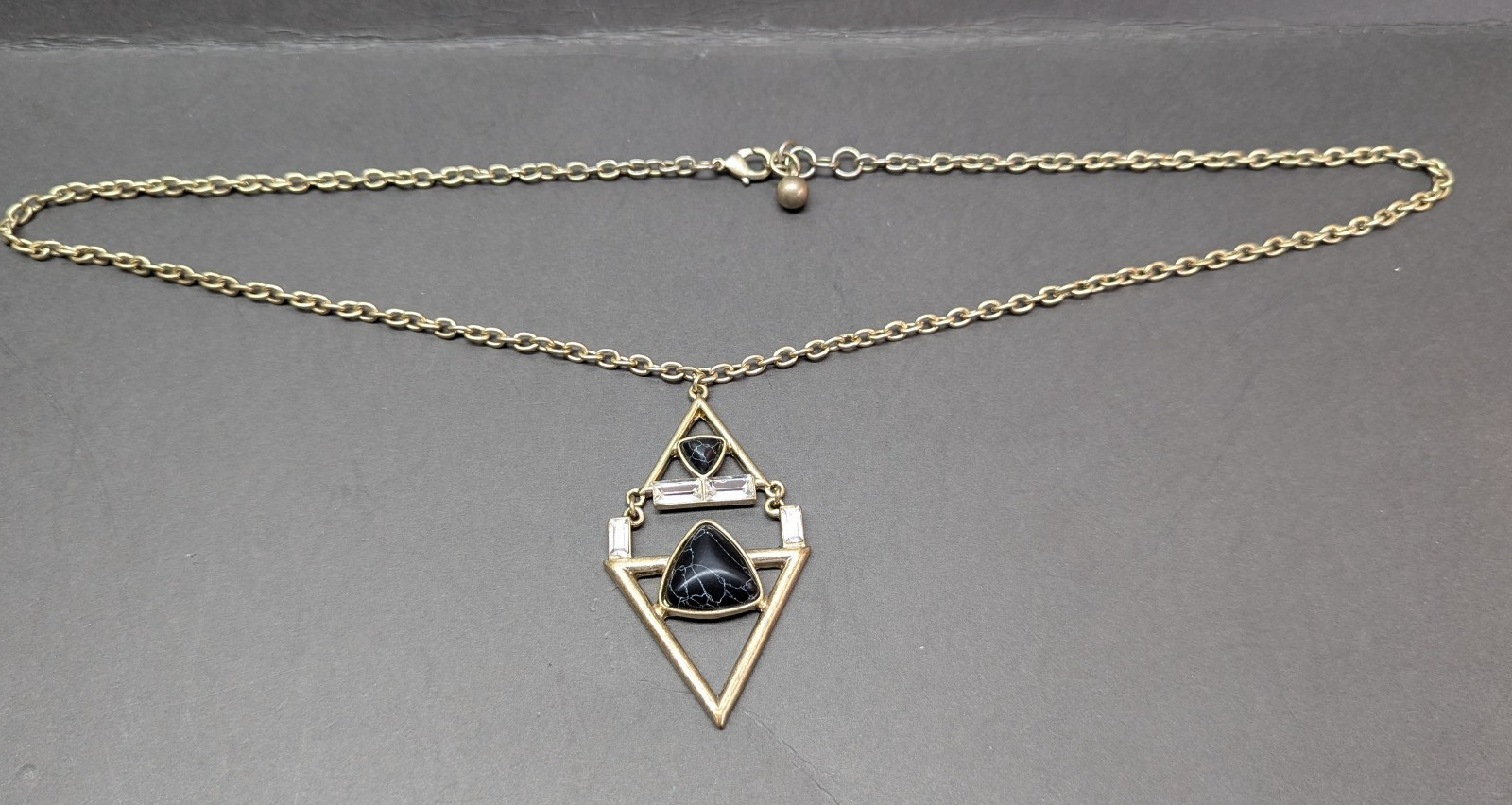 Pyramid Triangular Design Dangle Pendant Chunky N… - image 1