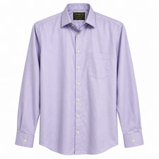 Pronto Uomo Dress Shirt Mens 17.5 36/37 Long Sleeve Purple Twill Non Iron Modern
