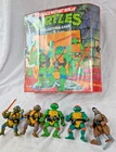 Vintage Teenage Mutant Ninja Turtles TMNT 5 Figures Lot w/Collectors Carry Case