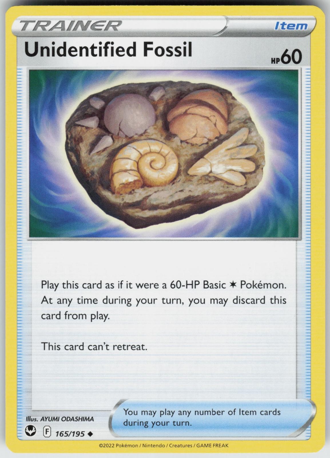 Unidentified Fossil 165/195 Uncommon Silver Tempest Pokemon Lightly Played