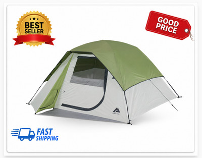 4 Person Clip & Camp Dome Tent 8x8.5 Lightweight Portable Camping Shelter