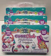 THREE - Rainbow Loom Cutie Club Rubber Band Bracelet Kits with Auto Looms