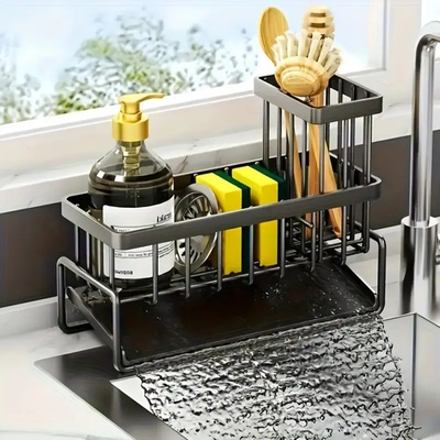 #ad #ad Stainless Steel Kitchen Sink Sponge Organizer Rack with Chopsticks Towel Holder $6.99