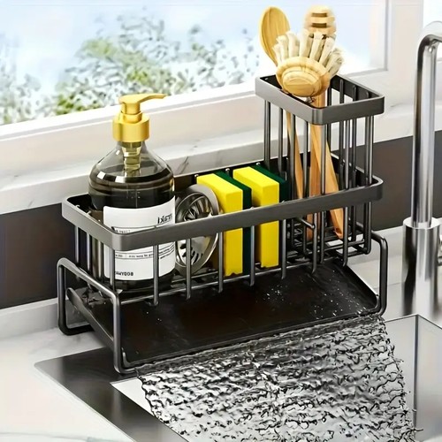 Buy Stainless Steel Kitchen Sink Sponge Organizer Rack with Chopsticks Towel Holder – Best Price & Deal