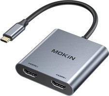 Image of MOKiN USB C to Dual HDMI Adapter, 2 IN 1 Dual HDMI Monitor Adapter 4K@60Hz S2