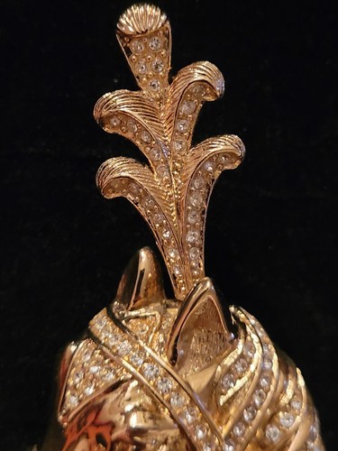 Broche Vintage Christian Dior Plato Dorado Cabeza de Caballo Pavé Cristal Adornado - Imagen 4 de 8