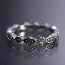 Size 5 vintage sterling silver 925 statement band entwined ring with cluster cz