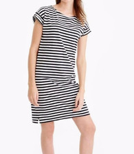 J. Crew Women’s Dress Navy White Striped Cotton Medium Boatneck Nautical Beach